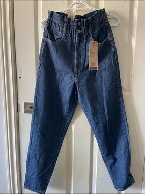 Levi's Dark Blue Paperbag Waist Jeans
